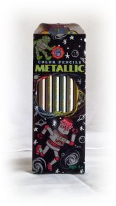 Metallic Color Pencils - Black w/ Robots-0