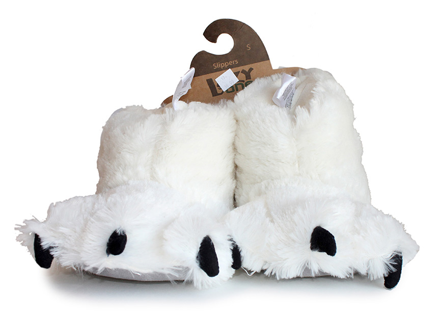 Lazy One White Bear Paw Slippers
