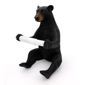 Bear with a empty roll of Toilet Paper