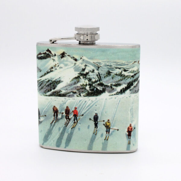 snow ski vintage flask