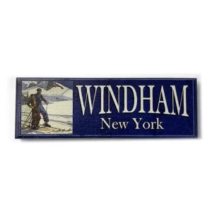 Blue Windham Sign - Skier